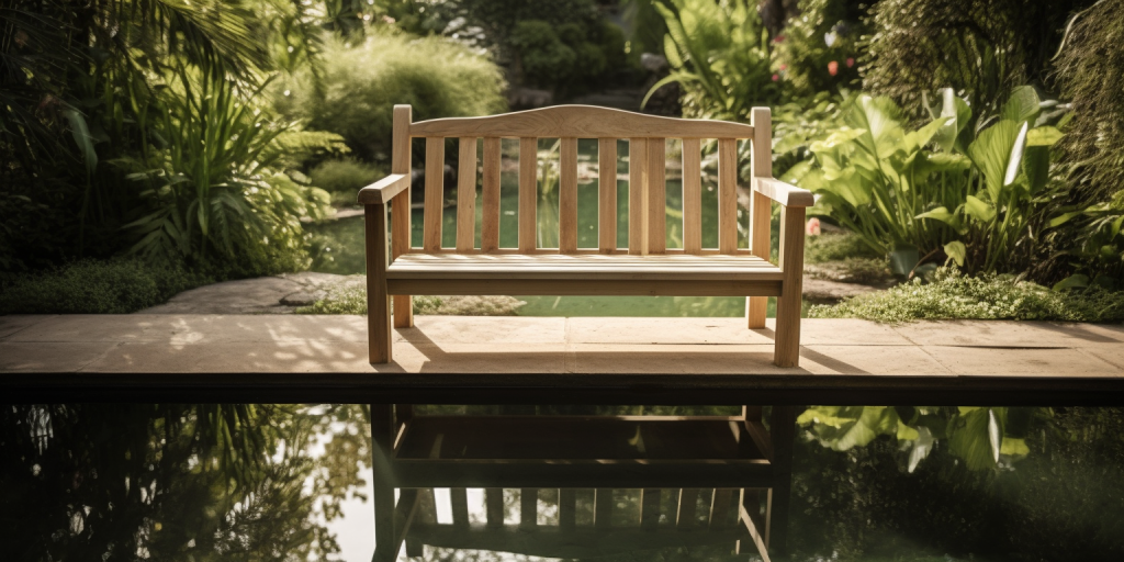 Tuinbanken bij het zwembad