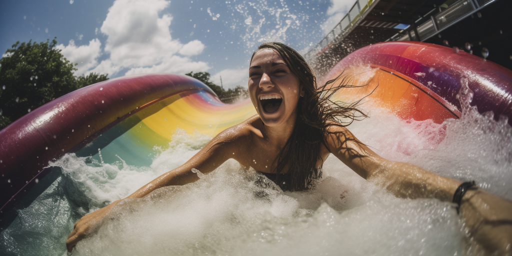 Waterglijbanen in de context van een yogadocent en zwembad