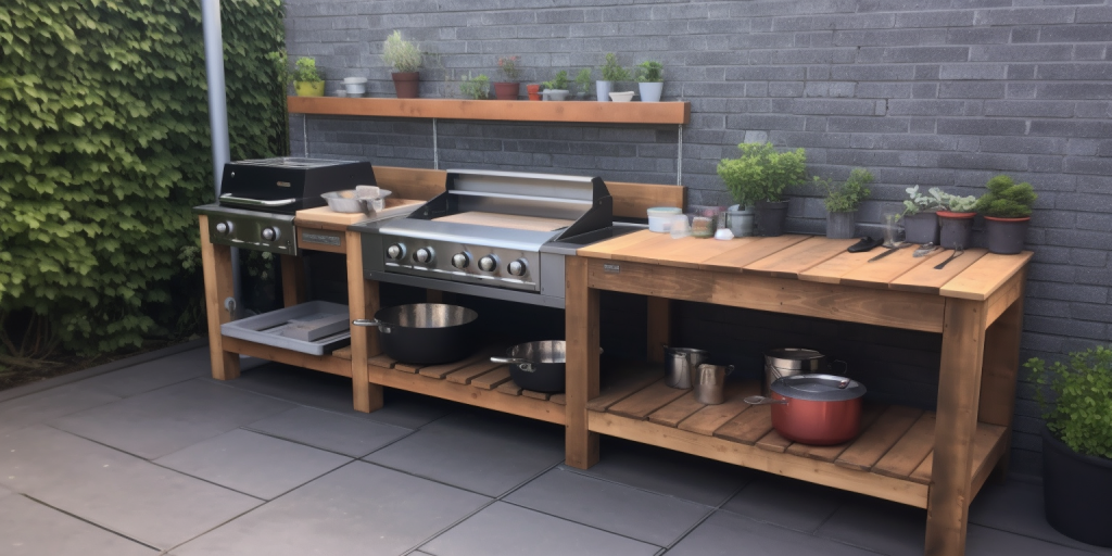 Een eigen buitenkeuken bij het zwembad