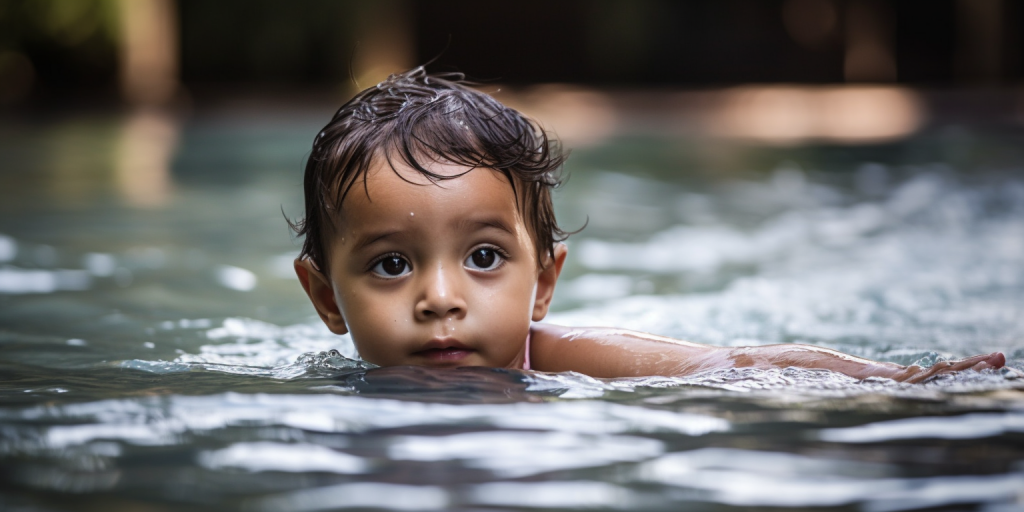 Zwemlessen bij het zwembad