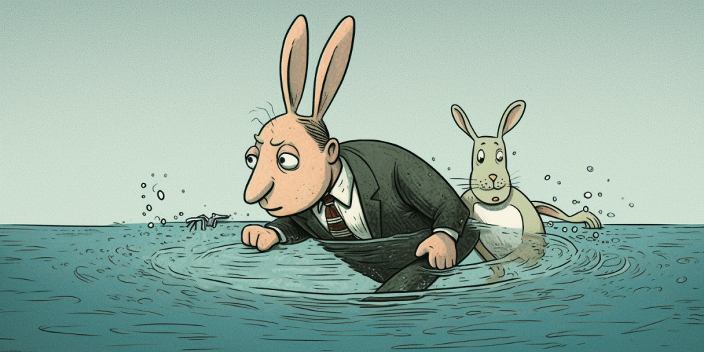 Konijnen en zwemmen