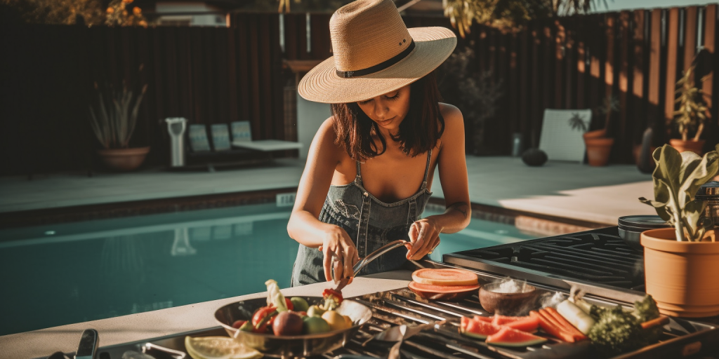 Koken en ontspannen bij het zwembad