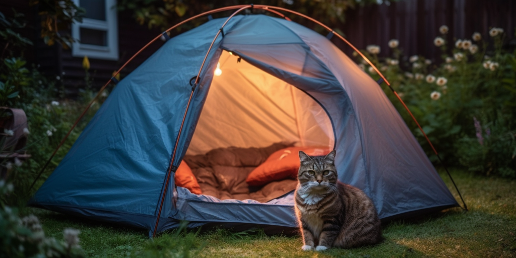 Kamperen in de achtertuin met mijn katten
