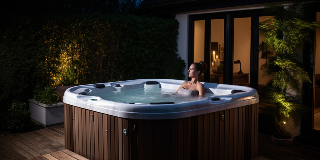 Relaxen in mijn opblaasbare jacuzzi